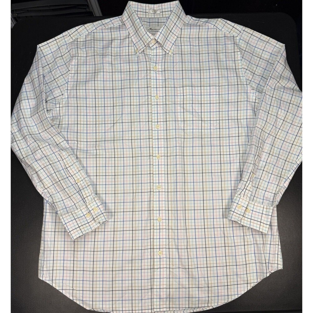 Peter Millar Shirt Mens XL Nanoluxe Easy Care Long Sleeve Button Down Checks